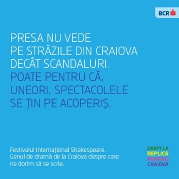 Festivalul Shakespeare, în campania online Dreptul La Replică Pentru Craiova