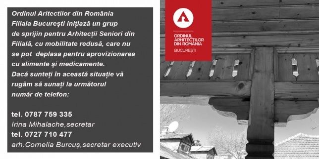 Filiala București a Ordinului Arhitecților din România se mobilizează să ajute în contextul COVID19