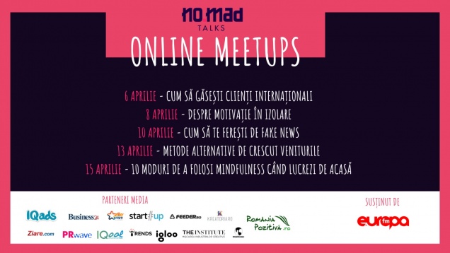 Peste 200 de participanți la NO.MAD Talks Online Meetups, întâlnirile online care sprijină comunitatea de freelanceri 