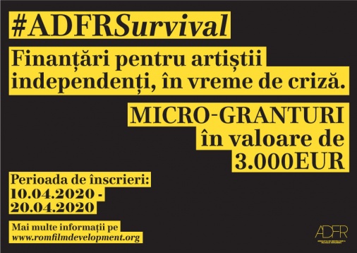 Asociația Pentru Dezvoltarea Filmului Românesc lansează micro-granturile #ADFRSurvival pentru artiștii independenți din industria cinematografică