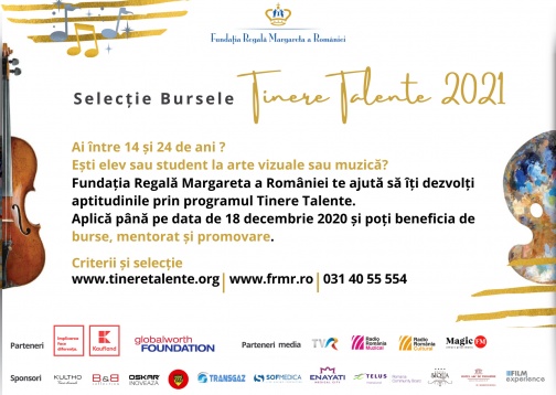  Fundația Regală Margareta a României lansează selecția națională pentru bursele Tinere Talente 2021