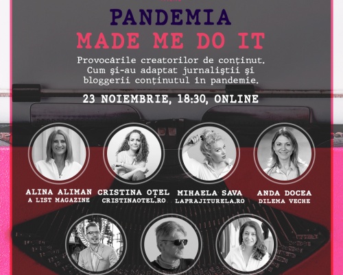 NO.MAD deschide discuția despre provocările creatorilor de conținut pe 23 noiembrie, la cea de-a treia ediție a evenimentului online Pandemia  Made Me Do It