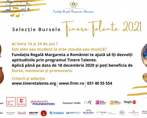  Fundația Regală Margareta a României lansează selecția națională pentru bursele Tinere Talente 2021