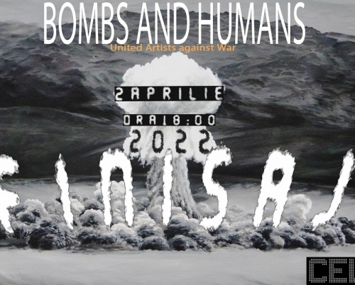 Finisajul expoziției Bombe și oameni. Artiști uniți împotriva războiului, pe 2 aprilie, în București