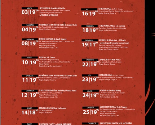  Programul lunii februarie 2023 la Teatrul de Artă București